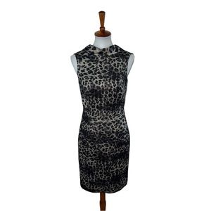 Carlisle Sheath Dress Metallic Leopard Black Size 2